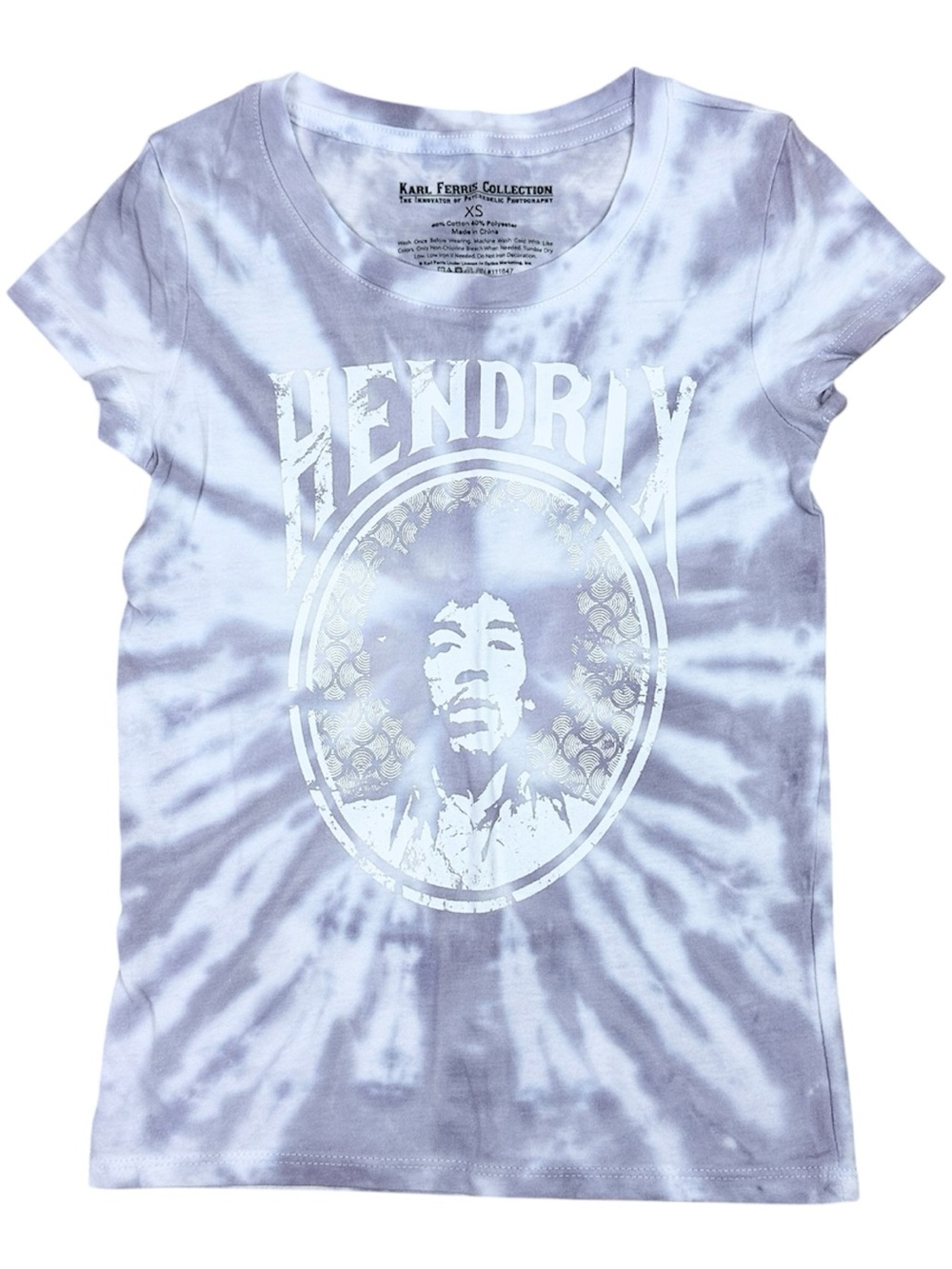 Jimi Hendrix Tie-Dye Graphic Baby Tee in Light Lavender